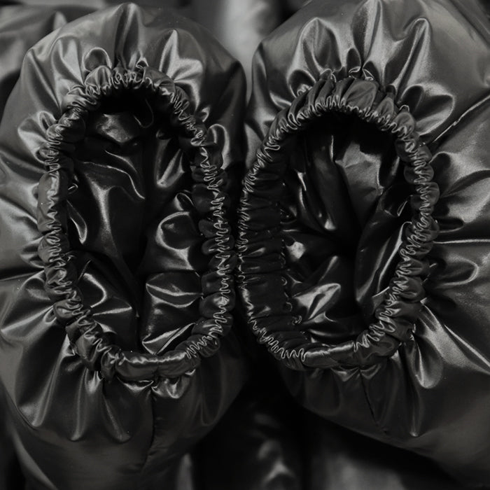 PRADA Down jacket [Outer material] 100% recycled polyamide [Lining] 100% recycled polyamide [Filling] 90% down, 10% feather [Leather part] Calf leather black Women 36 Used Authentic