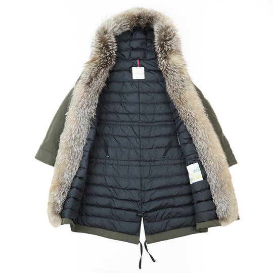 MONCLER coat [Outer material] 70% polyester, 30% cotton [Lining] 100% polyamide [Filling] 90% down, 10% feather khaki Women 1 Used Authentic
