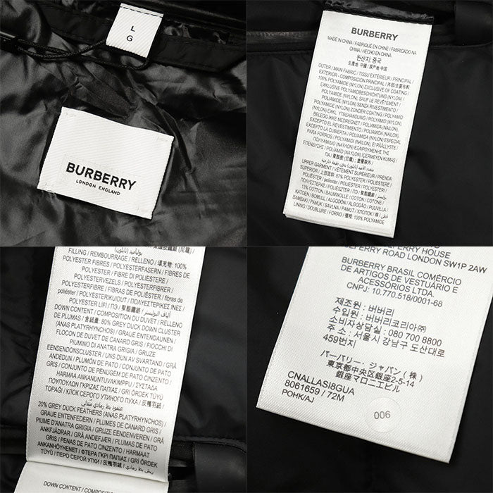 BURBERRY Down jacket [Outer material] 100% nylon; [Lining] 100% polyamide; [Filling] 80% down, 20% feather; [Other material] 87% polyester, 13% cotton black mens L Used Authentic