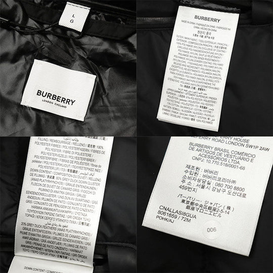 BURBERRY Down jacket [Outer material] 100% nylon; [Lining] 100% polyamide; [Filling] 80% down, 20% feather; [Other material] 87% polyester, 13% cotton black mens L Used Authentic