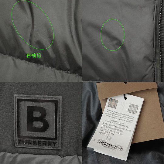 BURBERRY Down jacket [Outer material] 100% nylon; [Lining] 100% polyamide; [Filling] 80% down, 20% feather; [Other material] 87% polyester, 13% cotton black mens L Used Authentic