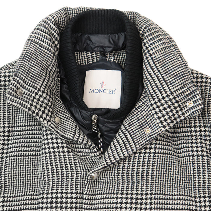 MONCLER Down jacket [Outer material] 100% wool [Lining] 100% nylon [Filling] 90% down, 10% feather [Rib] 100% wool [Other fabric] 100% nylon [Leather part] Cowhide leather black mens 2 Used Authentic