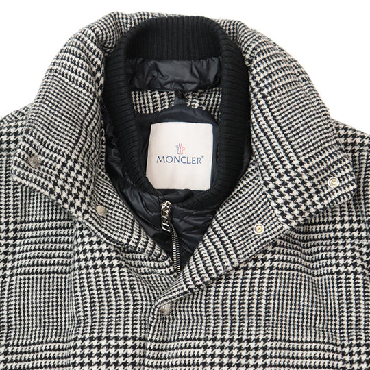MONCLER Down jacket [Outer material] 100% wool [Lining] 100% nylon [Filling] 90% down, 10% feather [Rib] 100% wool [Other fabric] 100% nylon [Leather part] Cowhide leather black mens 2 Used Authentic