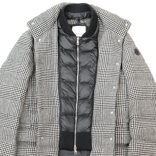 MONCLER Down jacket [Outer material] 100% wool [Lining] 100% nylon [Filling] 90% down, 10% feather [Rib] 100% wool [Other fabric] 100% nylon [Leather part] Cowhide leather black mens 2 Used Authentic