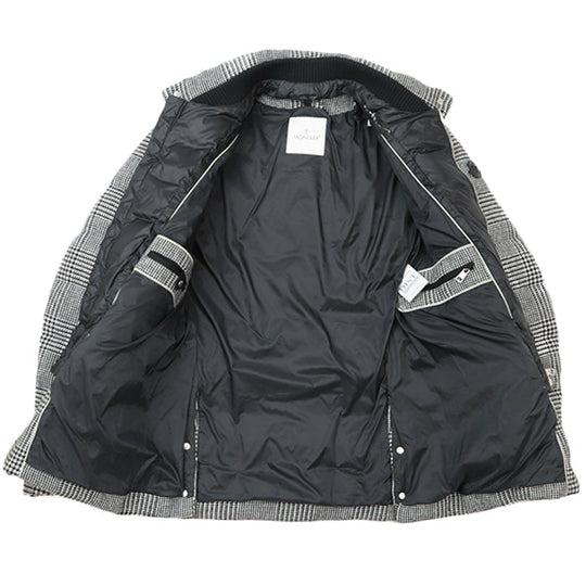 MONCLER Down jacket [Outer material] 100% wool [Lining] 100% nylon [Filling] 90% down, 10% feather [Rib] 100% wool [Other fabric] 100% nylon [Leather part] Cowhide leather black mens 2 Used Authentic