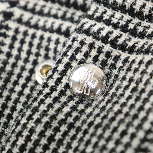 MONCLER Down jacket [Outer material] 100% wool [Lining] 100% nylon [Filling] 90% down, 10% feather [Rib] 100% wool [Other fabric] 100% nylon [Leather part] Cowhide leather black mens 2 Used Authentic