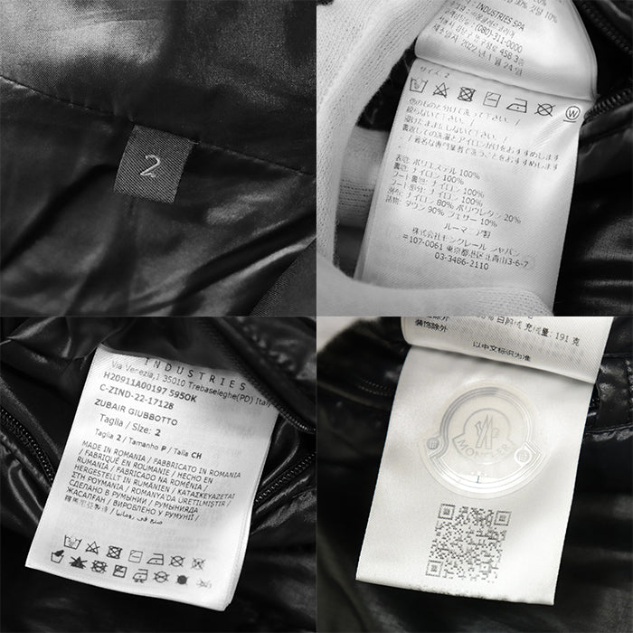 MONCLER Down jacket [Outer fabric] 100% polyester [Lining] 100% nylon [Filling] 90% down, 10% feather [Other fabric] 80% nylon, 20% polyurethane black ZUBAIR mens 2 Used Authentic