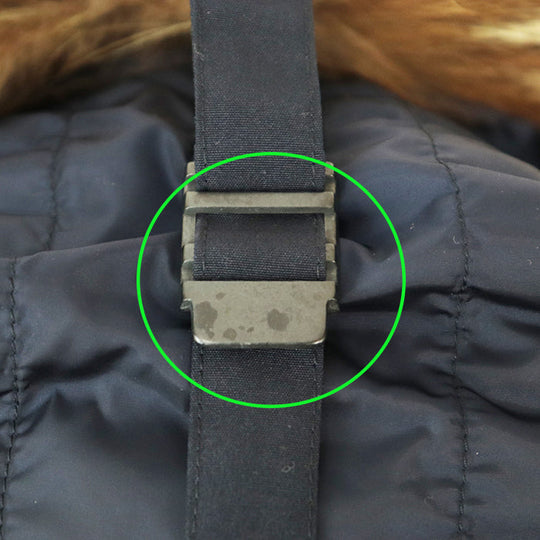 MONCLER Down jacket [Outer material] 85% polyester, 15% cotton; [Lining] 100% nylon; [Filling] 90% down, 10% feather; [Fur] Coyote; [Other fabric] 100% nylon; [Leather part] Cowhide leather Navy mens Used Authentic