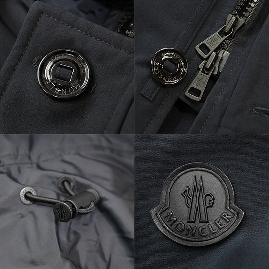 MONCLER Down jacket [Outer material] 85% polyester, 15% cotton; [Lining] 100% nylon; [Filling] 90% down, 10% feather; [Fur] Coyote; [Other fabric] 100% nylon; [Leather part] Cowhide leather Navy mens Used Authentic