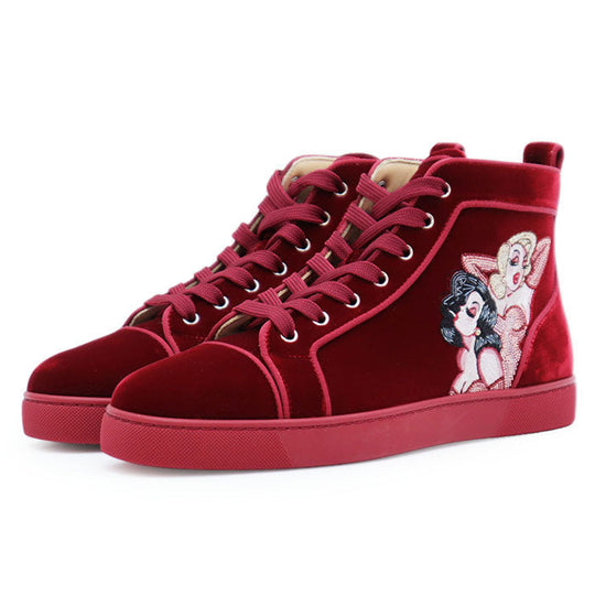 Christian Louboutin sneakers Leather %, Rubber % Red mens 42 Used Authentic