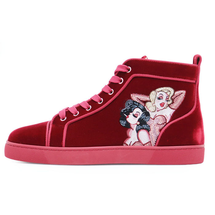 Christian Louboutin sneakers Leather %, Rubber % Red mens 42 Used Authentic