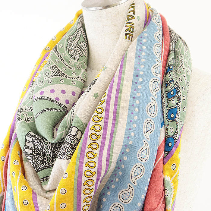 HERMES scarf cashmere silk multicolor