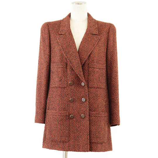 CHANEL Other outerwear [Outer material] 100% wool, 16% silk [Lining] 100% silk Orange brown Women 42 Used Authentic
