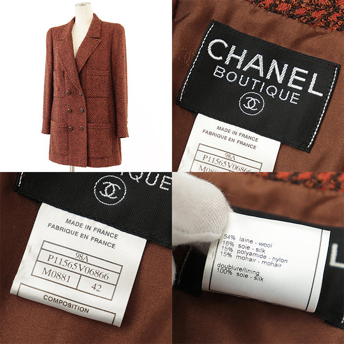 CHANEL Other outerwear [Outer material] 100% wool, 16% silk [Lining] 100% silk Orange brown Women 42 Used Authentic