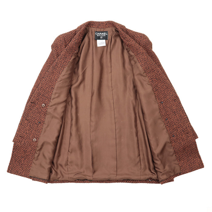 CHANEL Other outerwear [Outer material] 100% wool, 16% silk [Lining] 100% silk Orange brown Women 42 Used Authentic