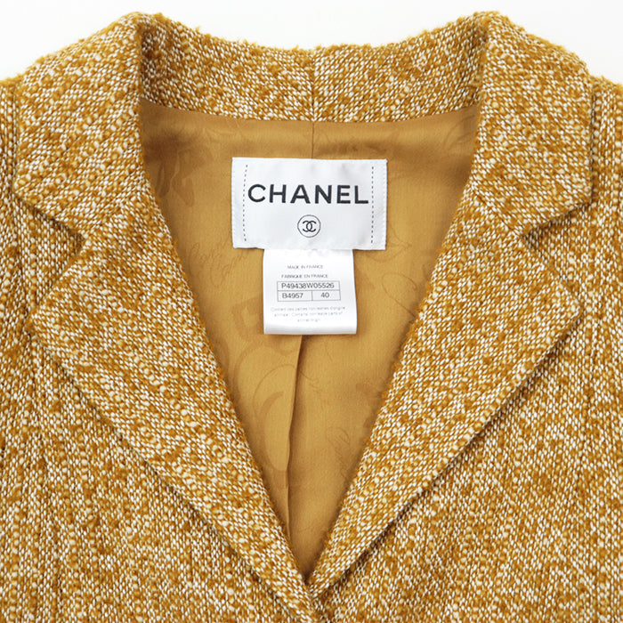 CHANEL Other outerwear [Outer material] 74% wool, 12% cotton [Lining] 100% silk Mustard white Women 40 Used Authentic