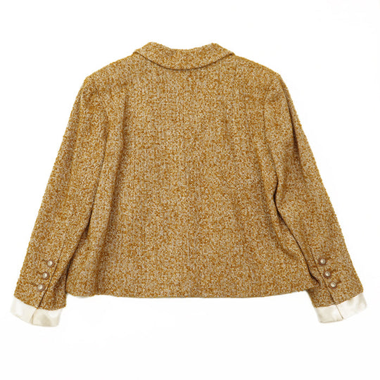 CHANEL Other outerwear [Outer material] 74% wool, 12% cotton [Lining] 100% silk Mustard white Women 40 Used Authentic