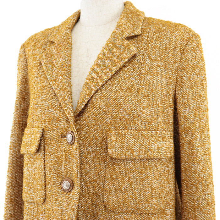 CHANEL Other outerwear [Outer material] 74% wool, 12% cotton [Lining] 100% silk Mustard white Women 40 Used Authentic