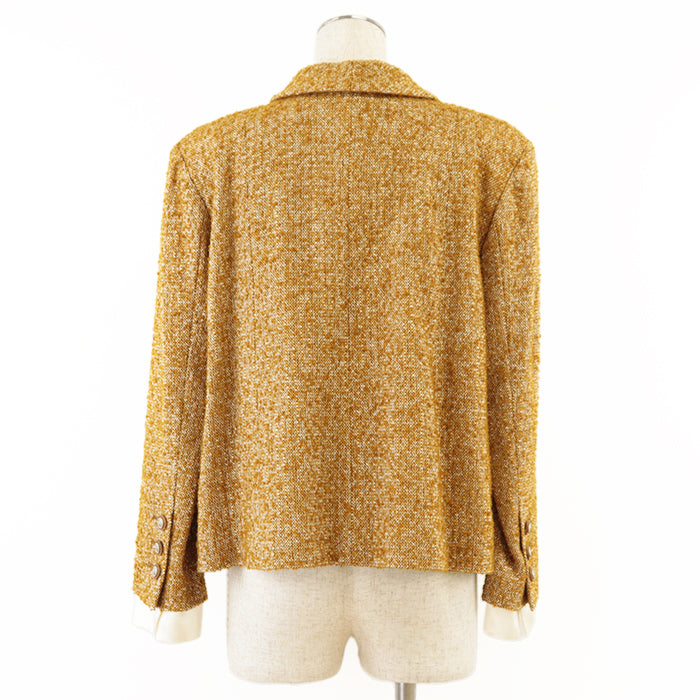 CHANEL Other outerwear [Outer material] 74% wool, 12% cotton [Lining] 100% silk Mustard white Women 40 Used Authentic