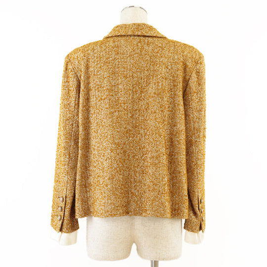 CHANEL Other outerwear [Outer material] 74% wool, 12% cotton [Lining] 100% silk Mustard white Women 40 Used Authentic