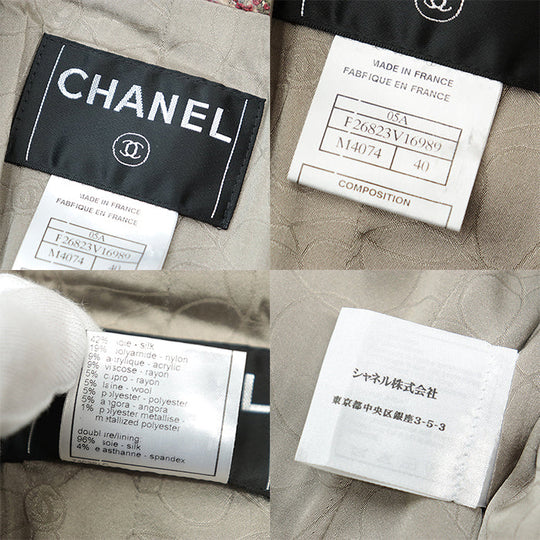 CHANEL Other outerwear Outer: 5% polyester, 5% angora, 1% polyester [Outer] 42% silk, 19% nylon [Lining] 96% silk, 4% elastane Burgundy Gray Off-white 40