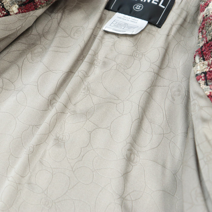CHANEL Other outerwear Outer: 5% polyester, 5% angora, 1% polyester [Outer] 42% silk, 19% nylon [Lining] 96% silk, 4% elastane Burgundy Gray Off-white 40