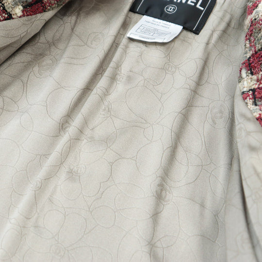 CHANEL Other outerwear Outer: 5% polyester, 5% angora, 1% polyester [Outer] 42% silk, 19% nylon [Lining] 96% silk, 4% elastane Burgundy Gray Off-white 40