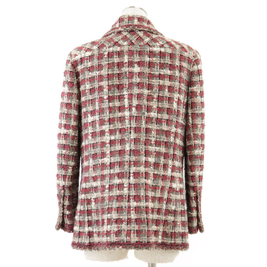CHANEL Other outerwear Outer: 5% polyester, 5% angora, 1% polyester [Outer] 42% silk, 19% nylon [Lining] 96% silk, 4% elastane Burgundy Gray Off-white 40