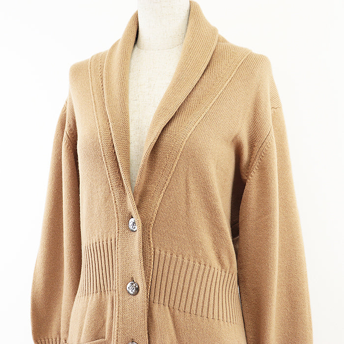CHANEL knit Cashmere 100% Camel 08A P34303 Women 42 Used Authentic