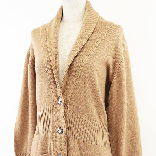 CHANEL knit Cashmere 100% Camel 08A P34303 Women 42 Used Authentic