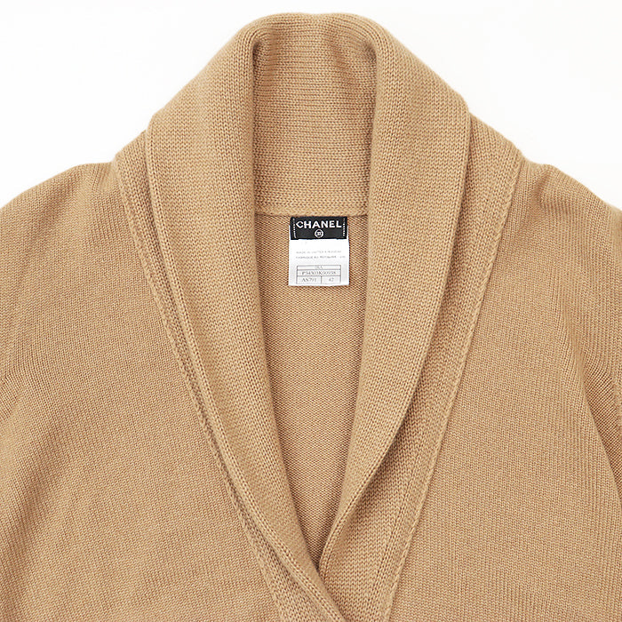 CHANEL knit Cashmere 100% Camel 08A P34303 Women 42 Used Authentic
