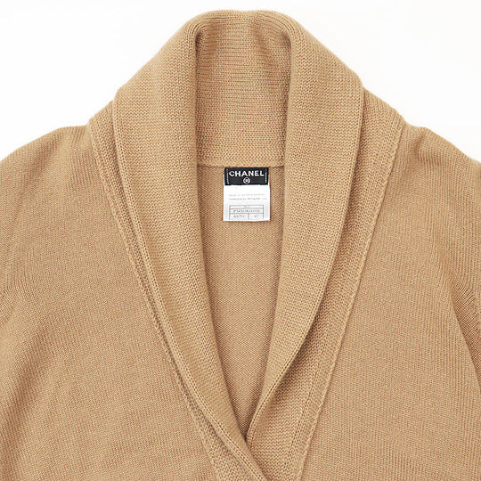 CHANEL knit Cashmere 100% Camel 08A P34303 Women 42 Used Authentic