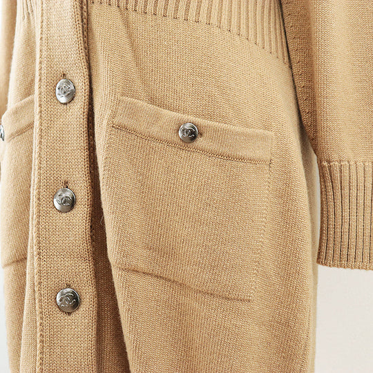 CHANEL knit Cashmere 100% Camel 08A P34303 Women 42 Used Authentic