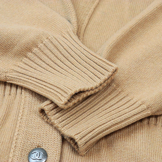 CHANEL knit Cashmere 100% Camel 08A P34303 Women 42 Used Authentic
