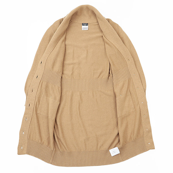 CHANEL knit Cashmere 100% Camel 08A P34303 Women 42 Used Authentic