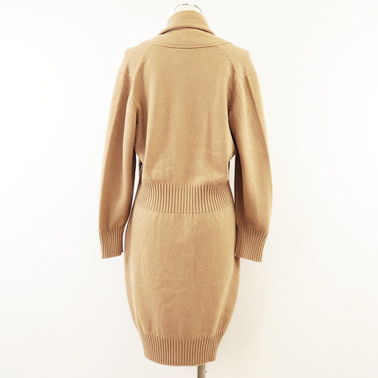 CHANEL knit Cashmere 100% Camel 08A P34303 Women 42 Used Authentic