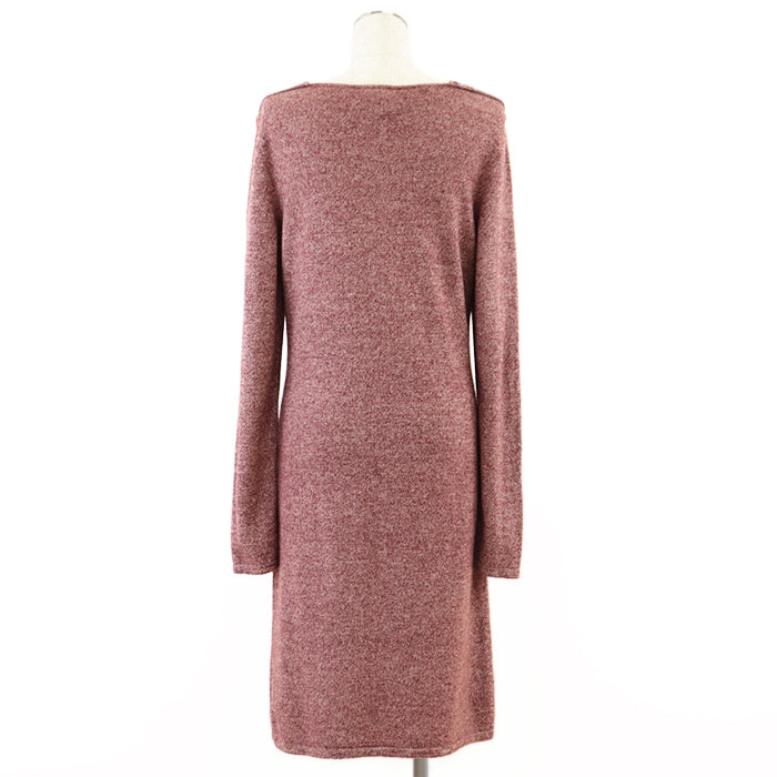 CHANEL one piece [Outer material] 100% cashmere Burgundy Women 40 Used Authentic