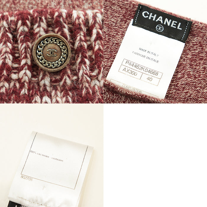 CHANEL one piece [Outer material] 100% cashmere Burgundy Women 40 Used Authentic