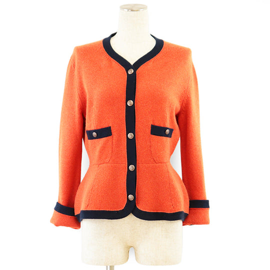 CHANEL knit cashmere Orange, Navy P59182 38