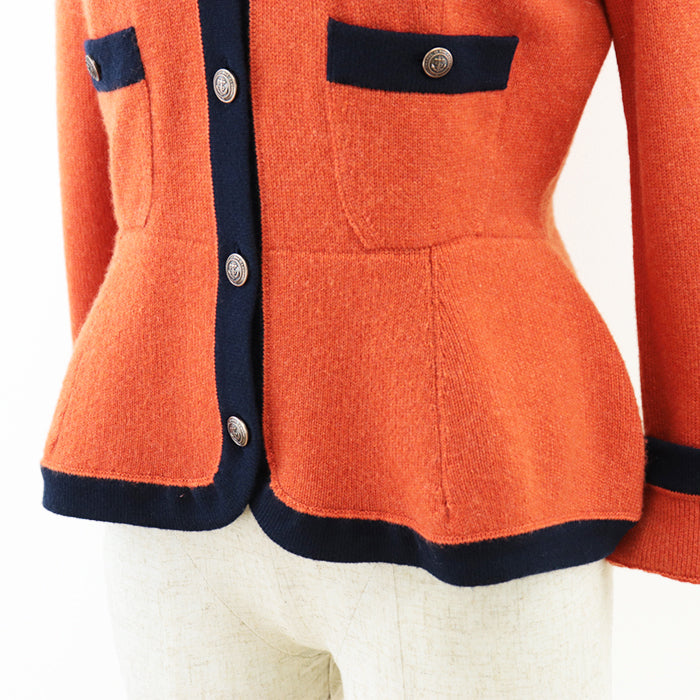 CHANEL knit cashmere Orange, Navy P59182 38