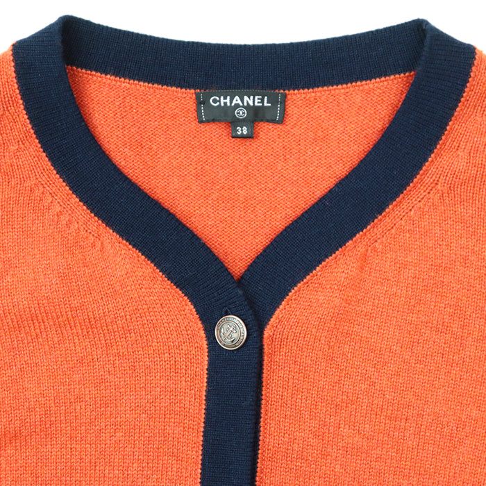 CHANEL knit cashmere Orange, Navy P59182 38