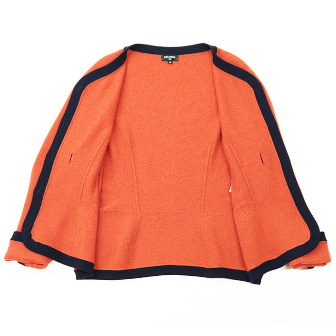 CHANEL knit cashmere Orange, Navy P59182 38