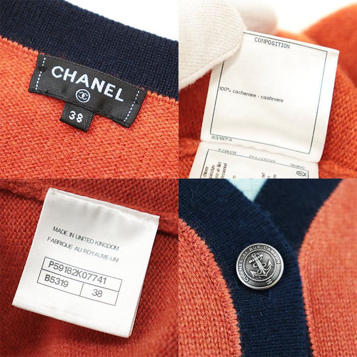 CHANEL knit cashmere Orange, Navy P59182 38