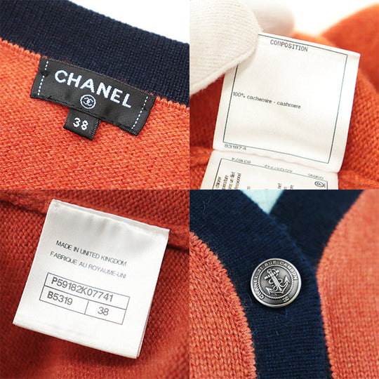 CHANEL knit cashmere Orange, Navy P59182 38