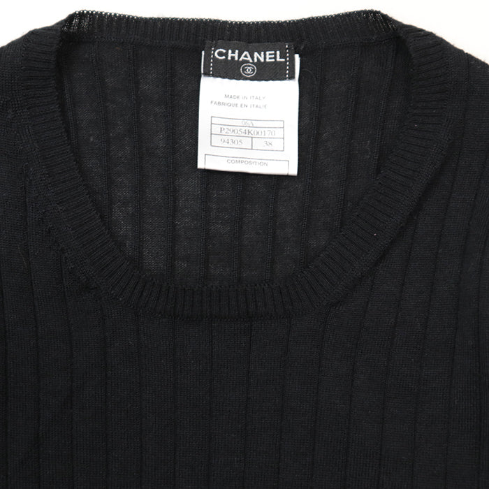 CHANEL knit [Outer material] 70% cashmere, 30% silk black 38