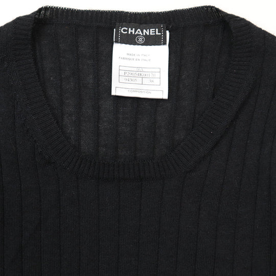 CHANEL knit [Outer material] 70% cashmere, 30% silk black 38