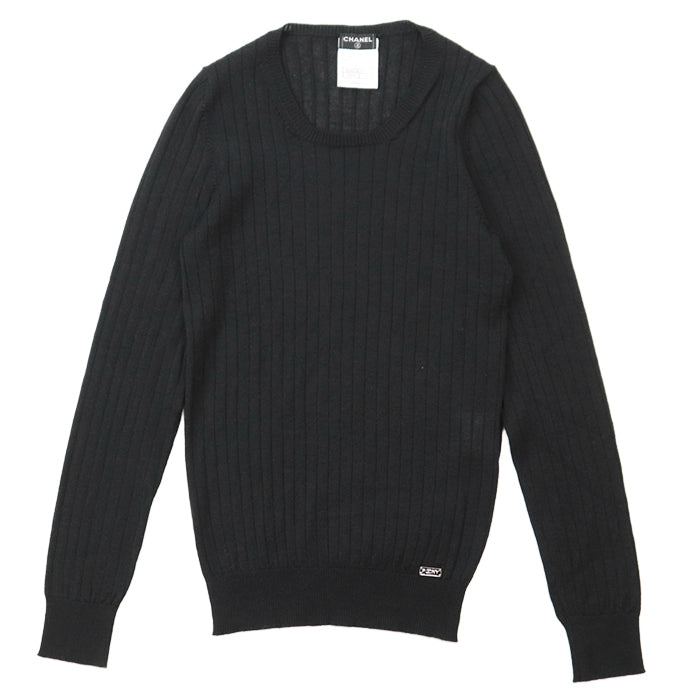 CHANEL knit [Outer material] 70% cashmere, 30% silk black 38
