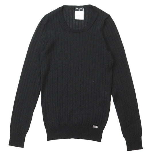 CHANEL knit [Outer material] 70% cashmere, 30% silk black 38