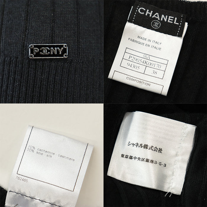 CHANEL knit [Outer material] 70% cashmere, 30% silk black 38