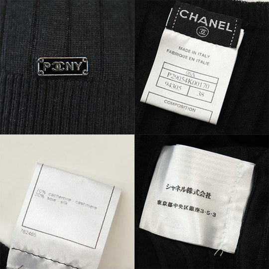CHANEL knit [Outer material] 70% cashmere, 30% silk black 38